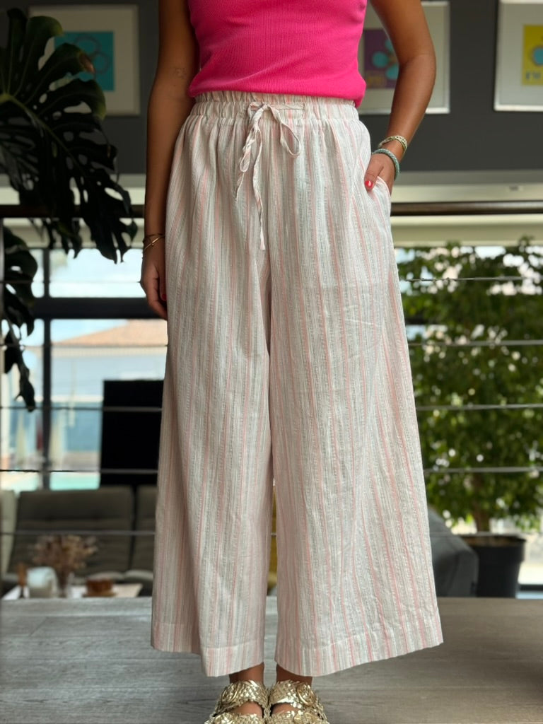 Pantalon fluide rayé – Coton & polyester