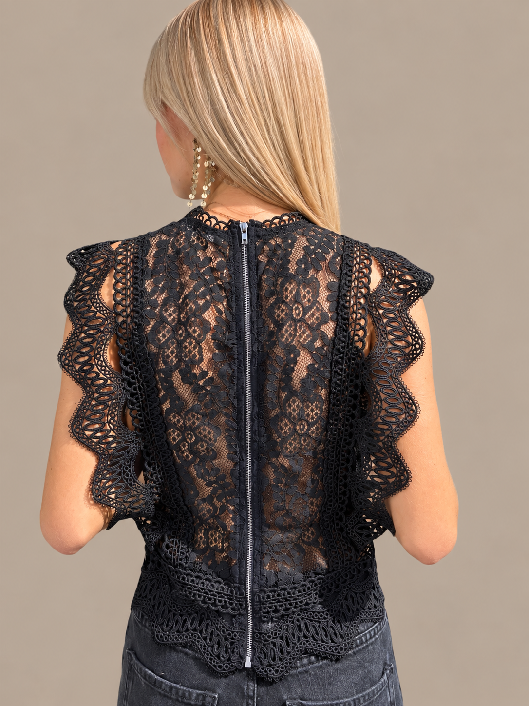 Haut dentelle Céleste noir