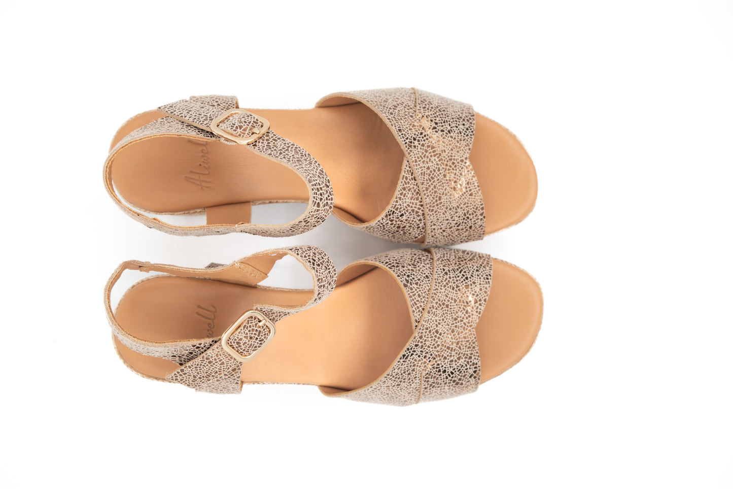 Compensé Aliwell Danae cuir crakele bronze