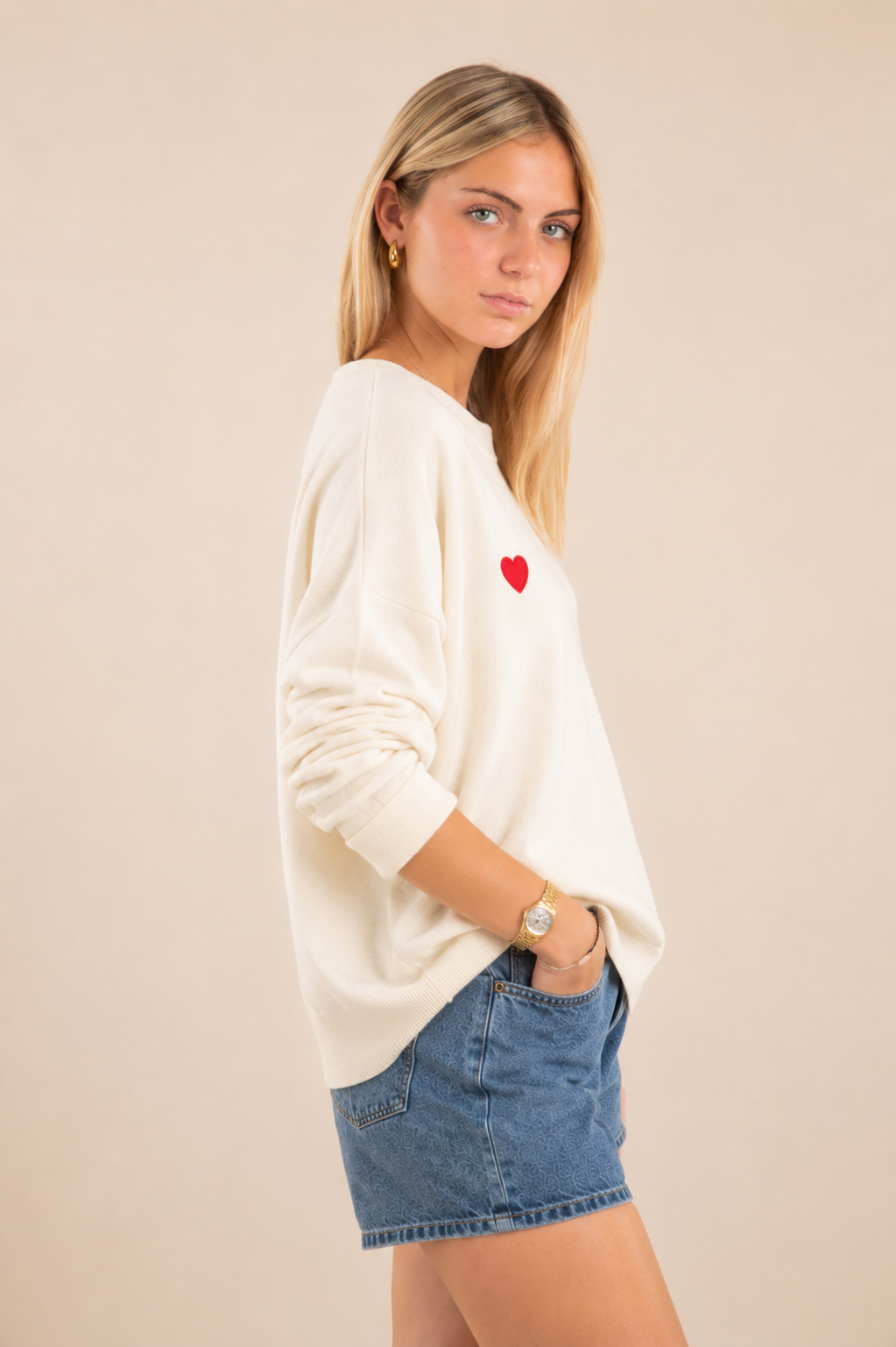 Pull écru Amore