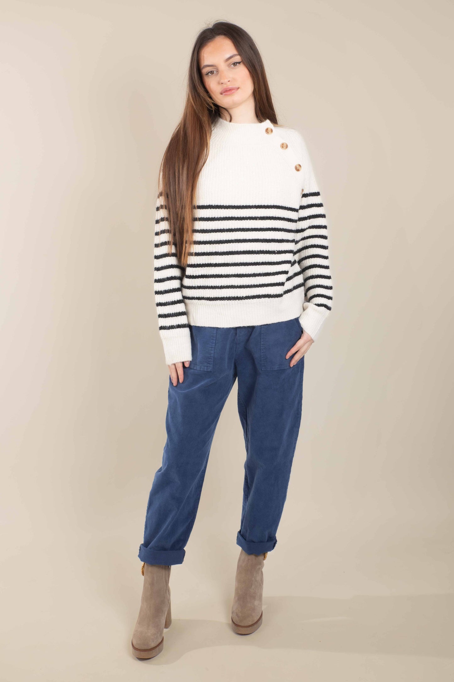 Pantalon velours bleu Lenny