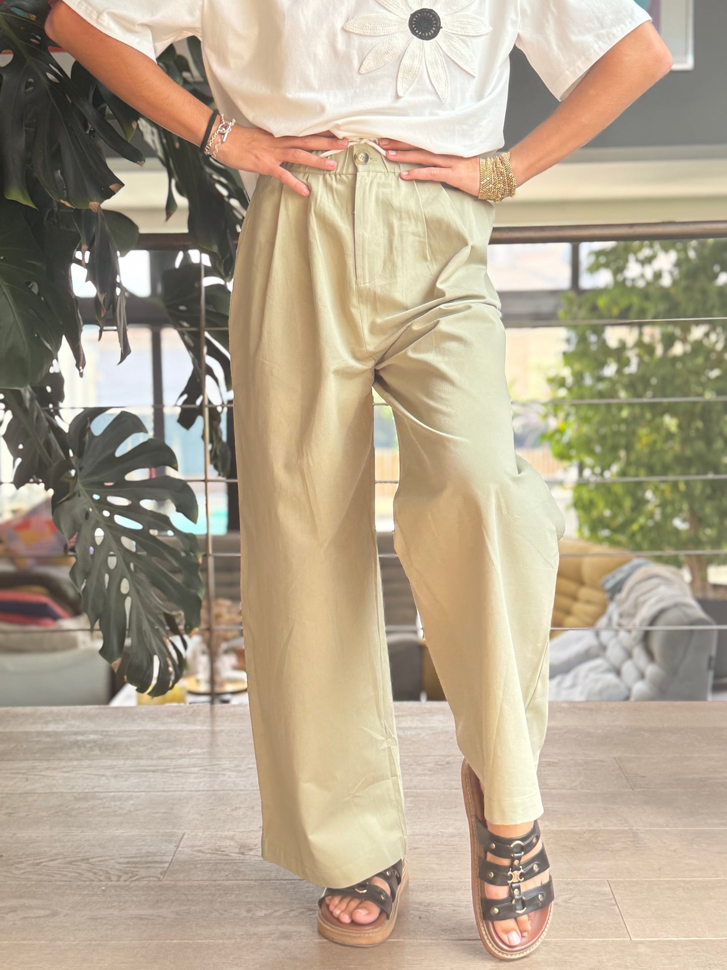 Pantalon kaki oversize – 100 % coton